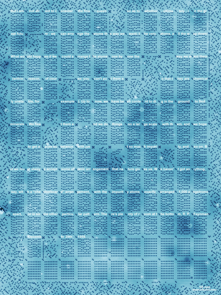 There is plenty of room at the bottom: An excerpt from a landmark 1959 lecture by physicist Richard Feynman is written on a sheet of copper with chlorine atoms.