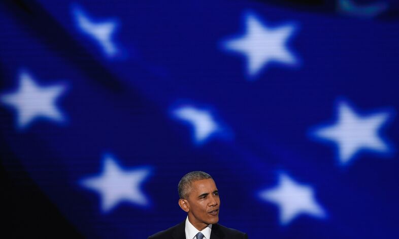 President Obama speaks at the Democratic National Convention in Philadelphia Wednesday evening. (Saul Loeb/AFP/Getty Images)