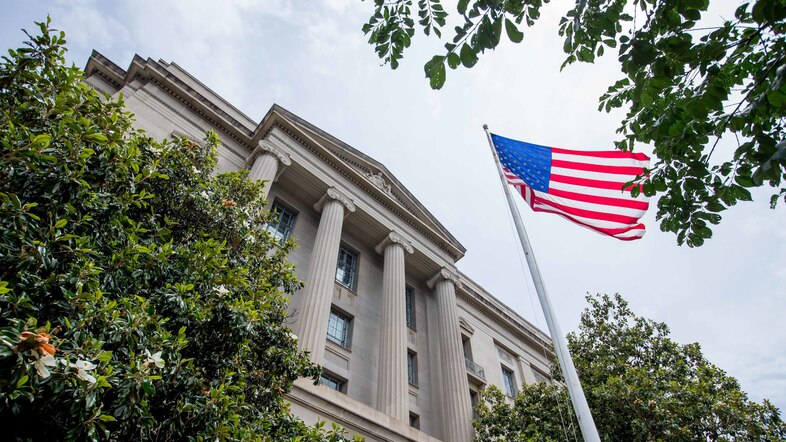 The Robert F. Kennedy Department of Justice Building in Washington, D.C. (Andrew Harnik/AP)