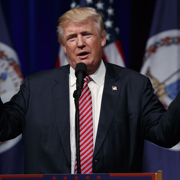 Republican presidential candidate Donald Trump speaks during a campaign rally in Ashburn, Va.