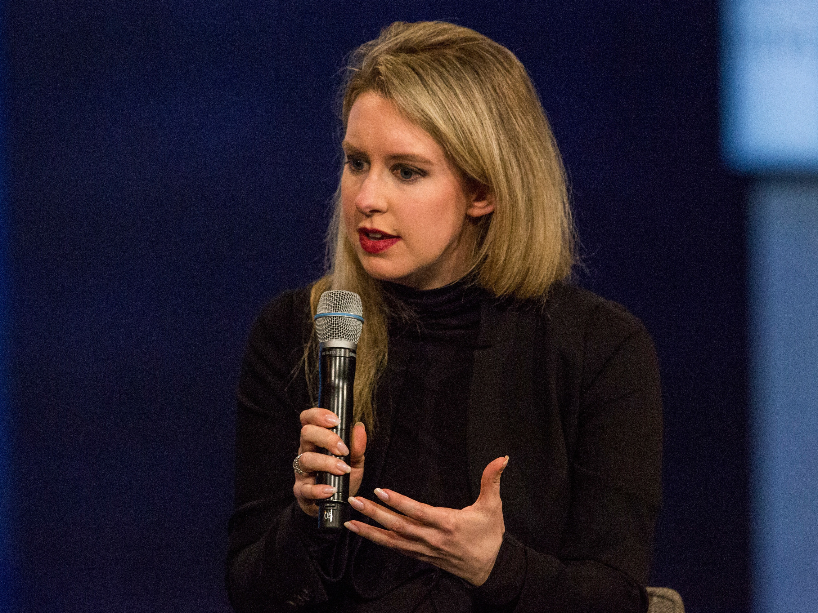Elizabeth Holmes, founder and CEO of Theranos, speaks at the Clinton Global Initiative's closing session Sept. 29, 2015, in New York City. (Getty Images)
