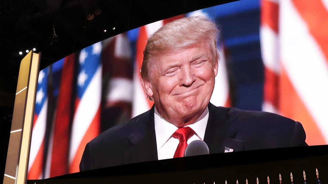 Donald Trump accepts the Republican presidential nomination at the convention on Thursday.