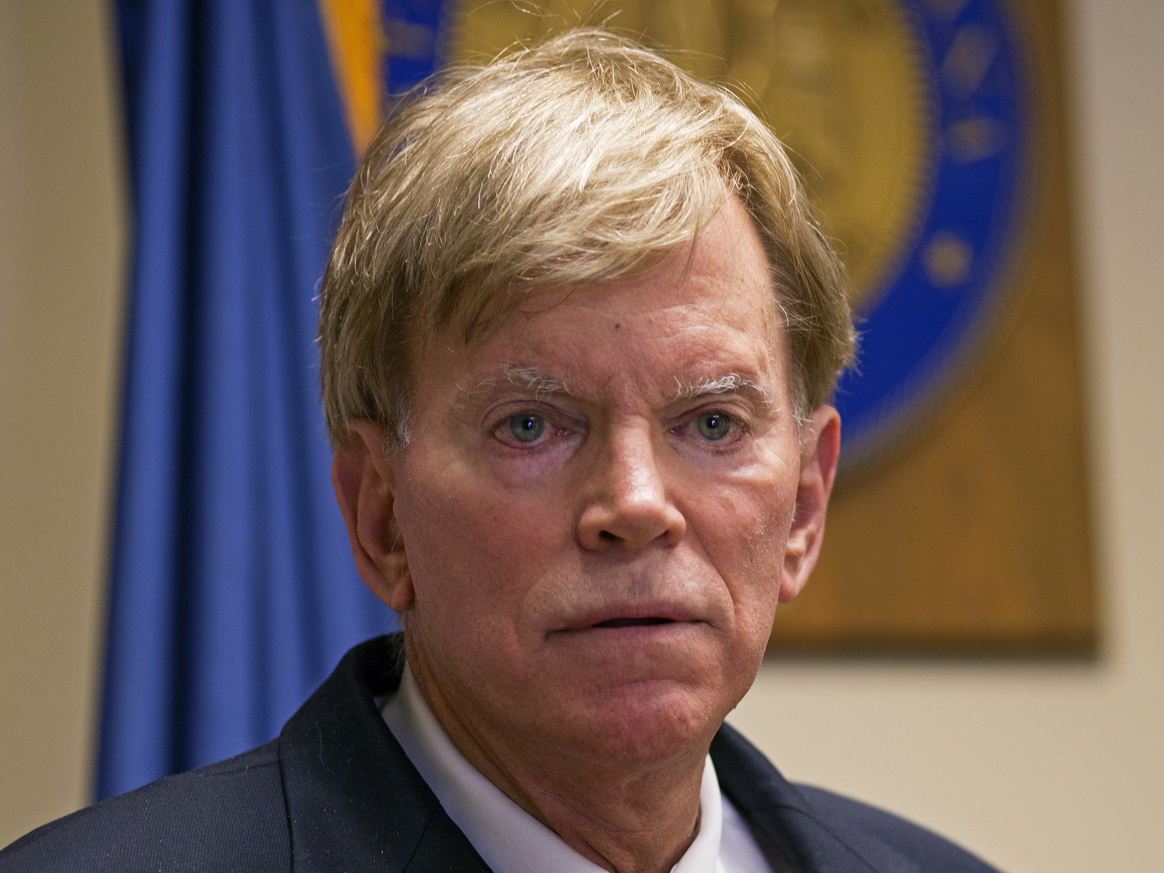 Former Ku Klux Klan leader David Duke talks to the media in Baton Rouge, La., on July 22, 2016, after registering to run for the U.S. Senate.