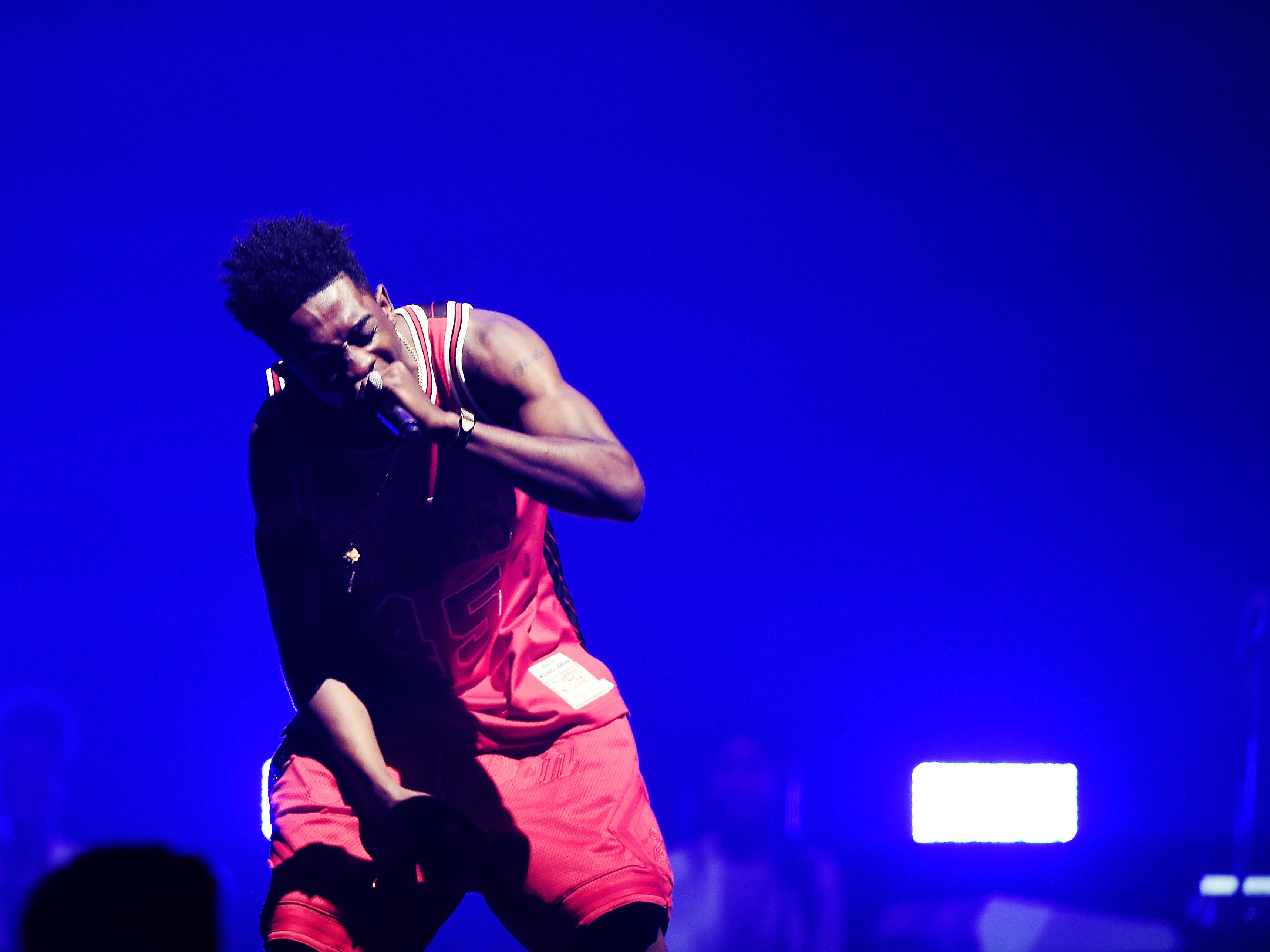 The 19-year-old rapper Desiigner, whose song "Panda" is one of the year's biggest hits, on stage at the Barclays Center in Brooklyn in July.