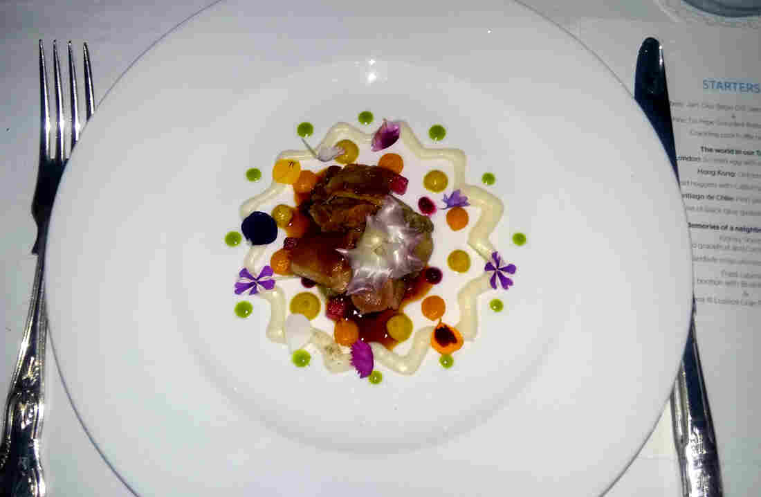 At a pop-up dinner in London, one of 20 courses served was this Mandala lamb with tangerine puree, lemon puree, beet impregnated melon, fennel and artichoke. At a pop-up dinner in London, one of 20 courses served was this Mandala lamb with tangerine puree, lemon puree, beet impregnated melon, fennel and artichoke.