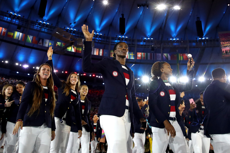 Team USA athletes take part in the opening ceremony of the Rio 2016 Summer Olympics at Maracana Stadium on Aug. 5. (Cameron Spencer/Getty Images)