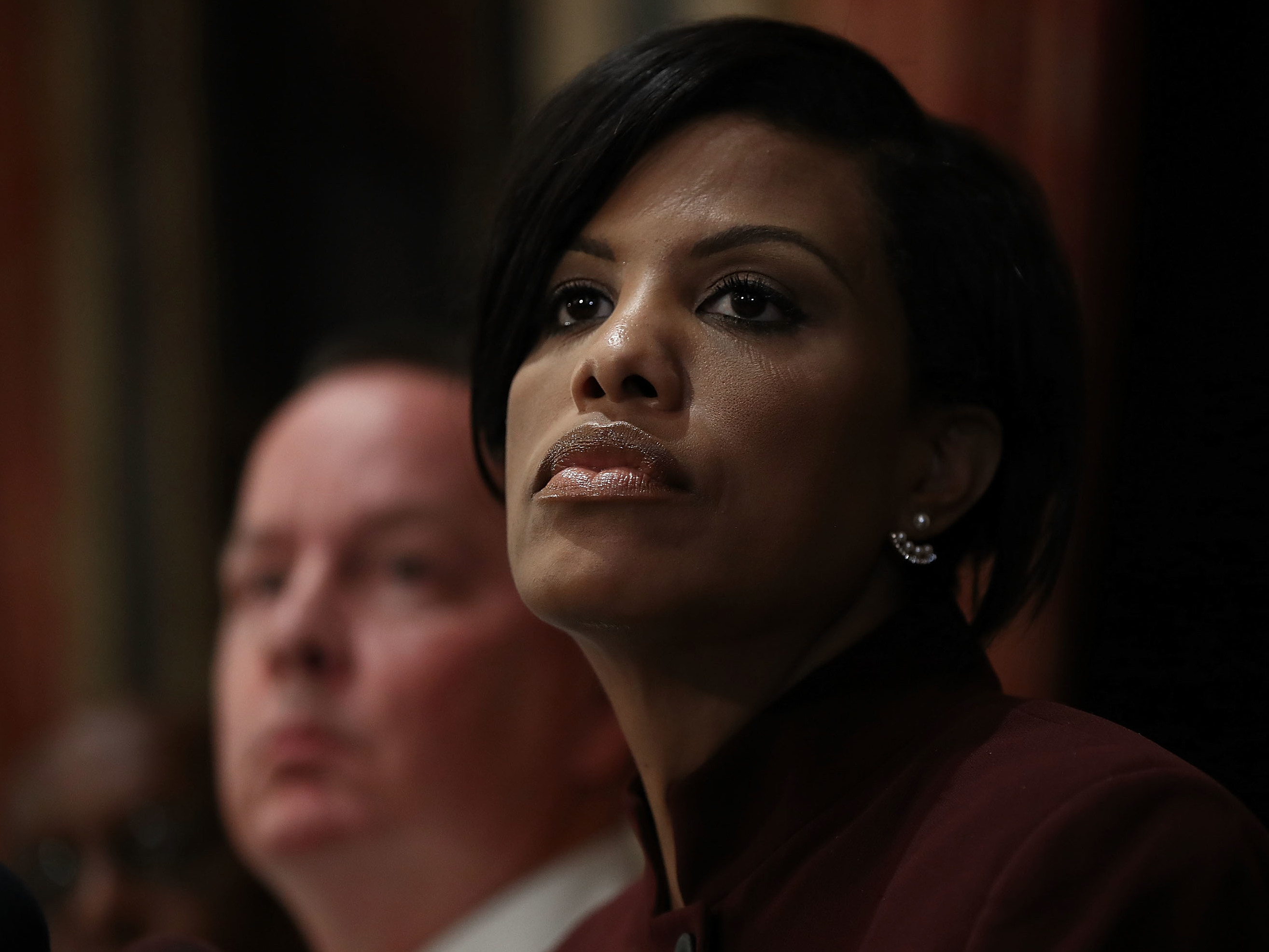 Baltimore Mayor Stephanie Rawlings-Blake  and Baltimore Police Department Commissioner Kevin Davis listen to a question during a press conference at City Hall on Wednesday.