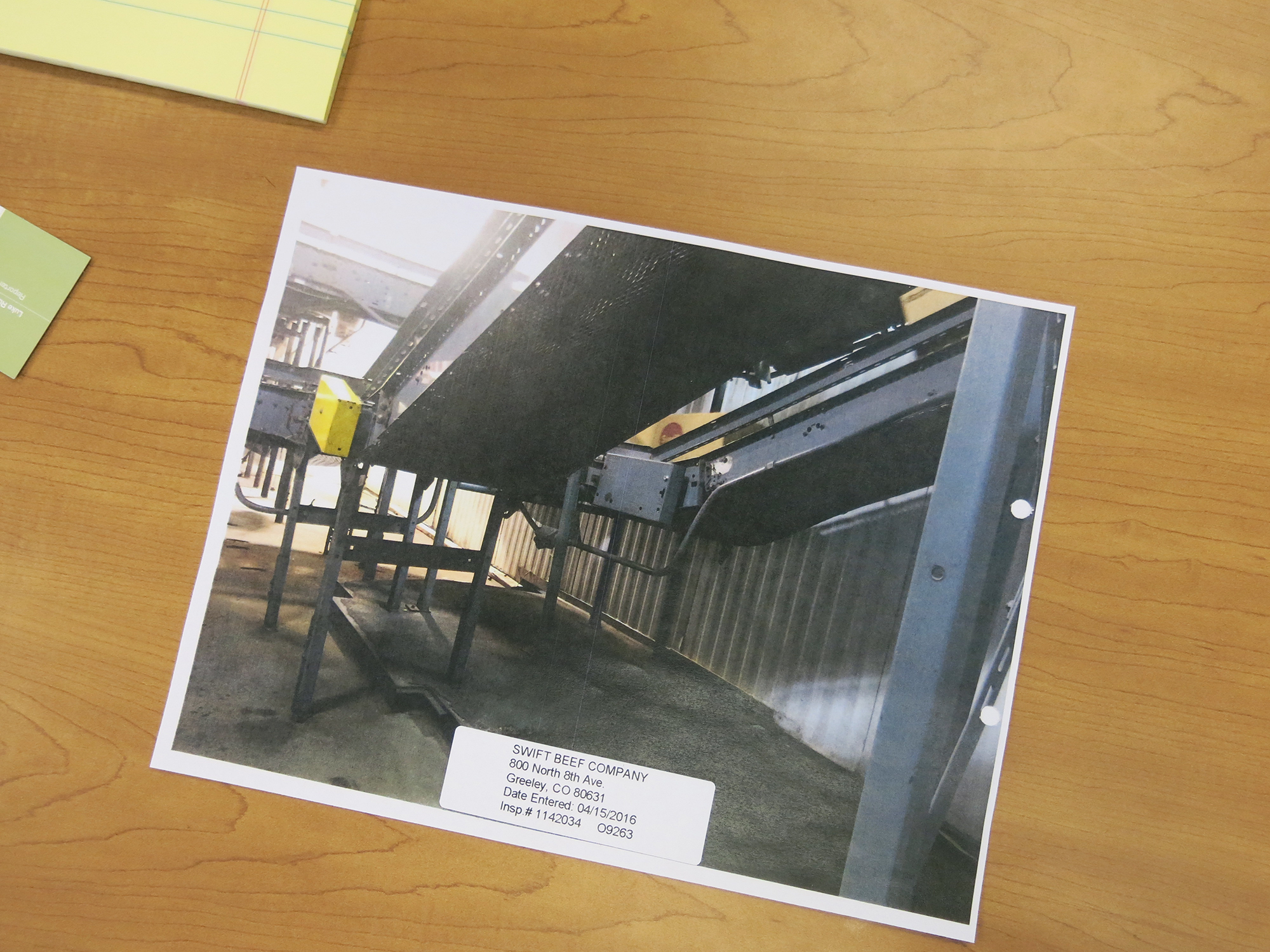 An OSHA photograph shows changes made to the conveyor belt at the JBS beef processing plant in Greeley, Colorado, that killed Ed Horner. It's now covered in a metal mesh.