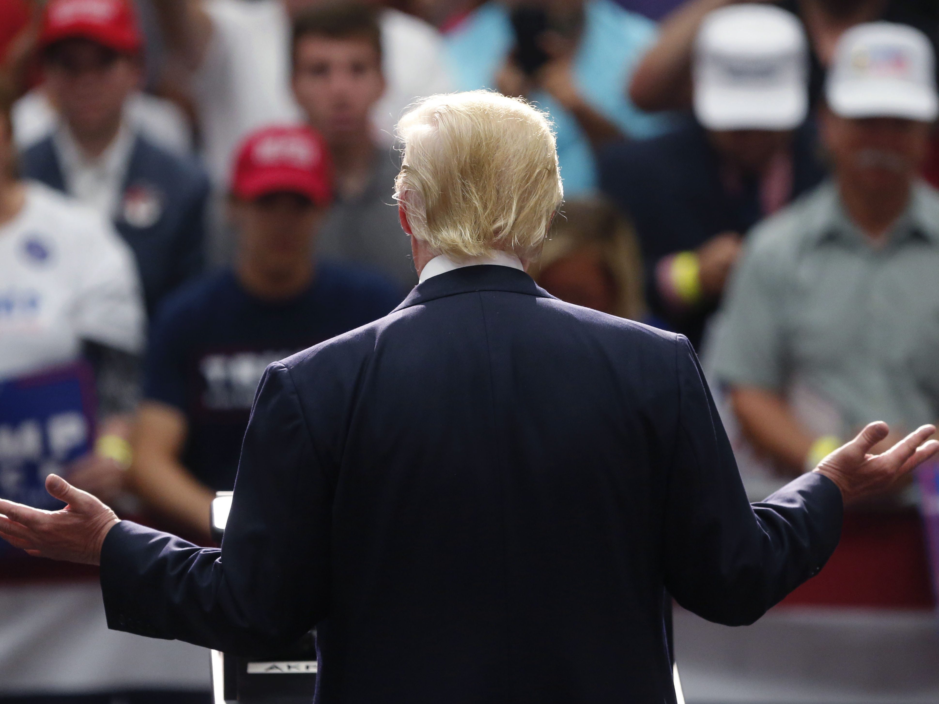 Donald Trump speaks at a campaign rally in Akron, Ohio, Monday.
