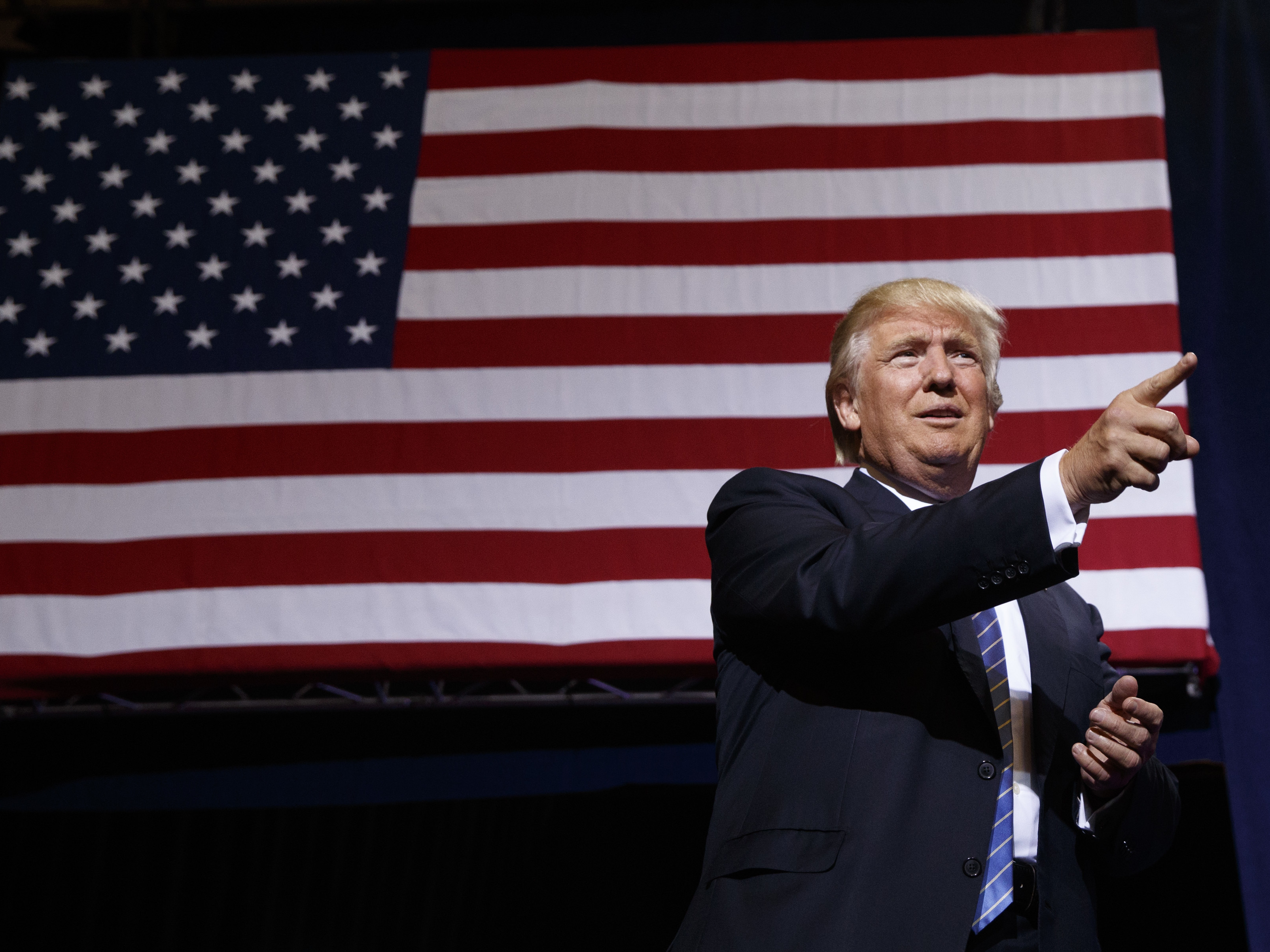 Republican presidential candidate Donald Trump arrives to deliver an immigration speech in Phoenix Wednesday.