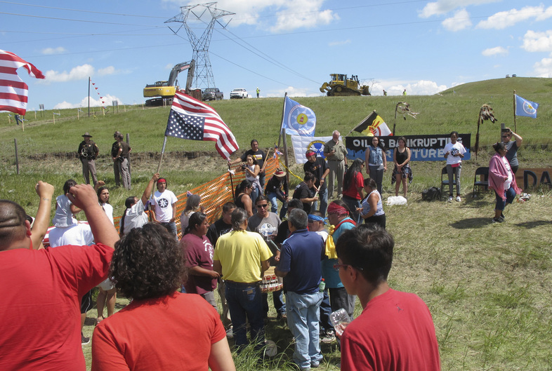 Native Americans protest the Dakota Access oil pipeline near the Standing Rock Sioux reservation in southern North Dakota. (James MacPherson/AP)