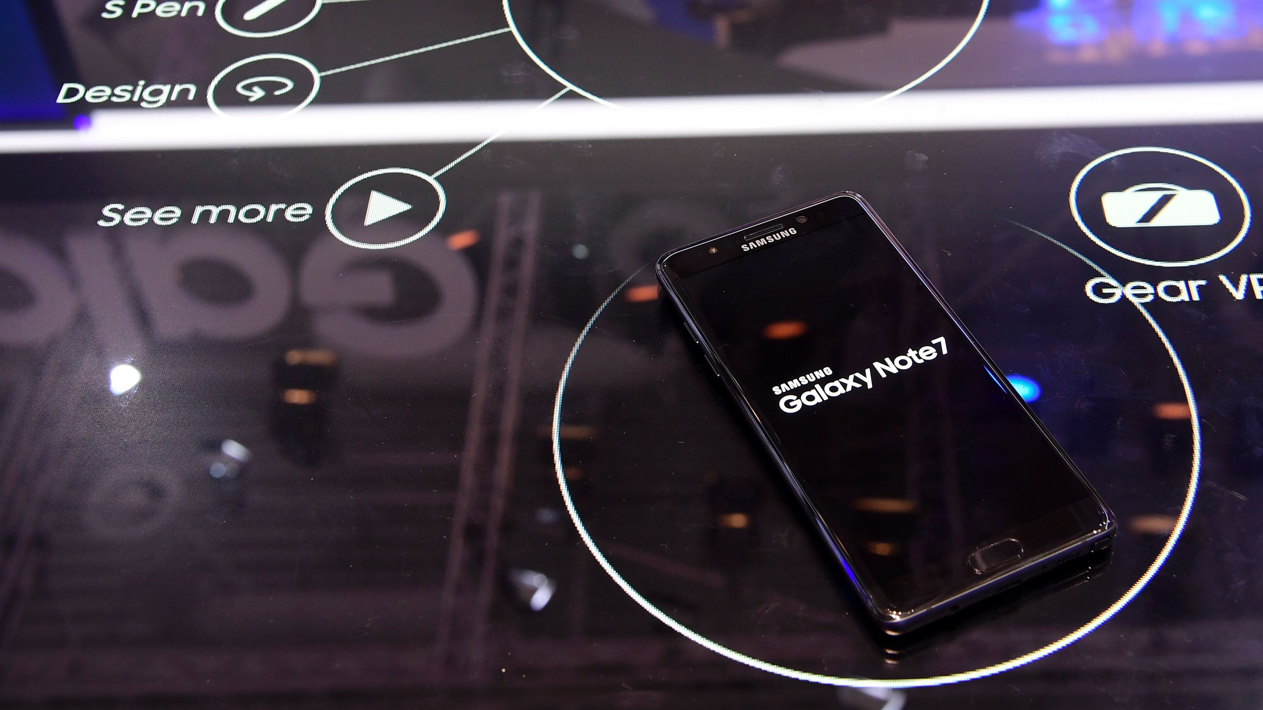 A Galaxy Note 7 smartphone is on display at the IFA electronics trade fair in Berlin on Sept. 2. (AFP/Getty Images)