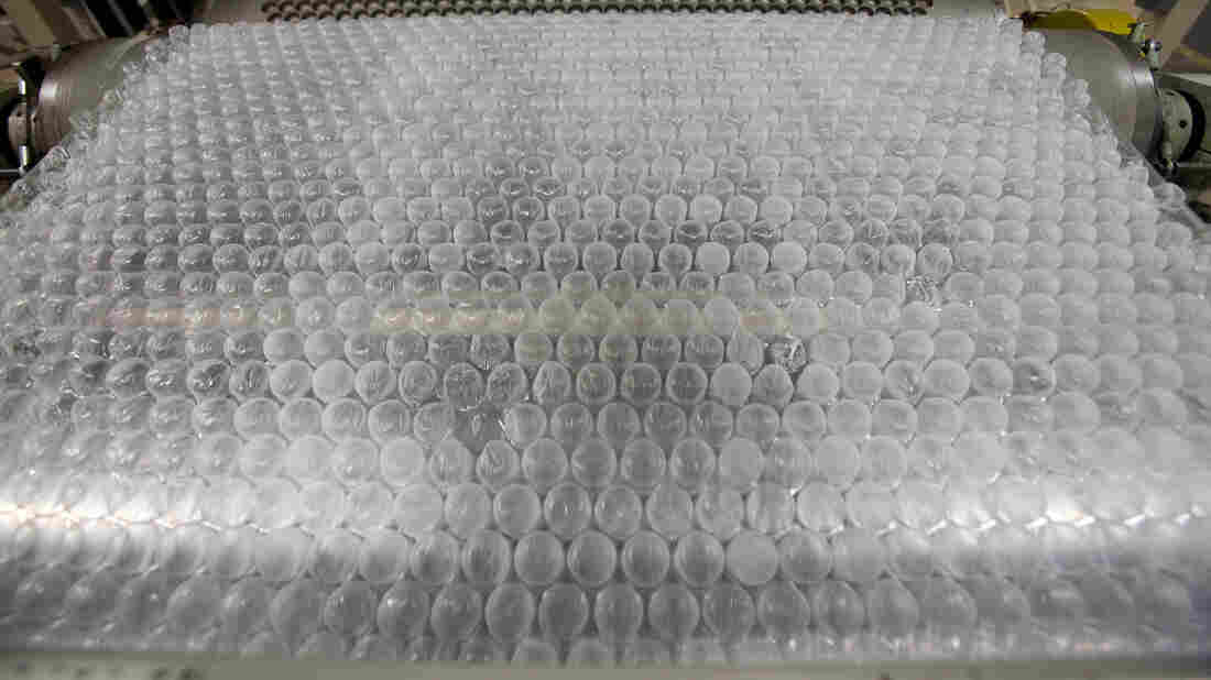 Bubble Wrap streams out of an extruding line at Sealed Air's plant in Saddle Brook, N.J.