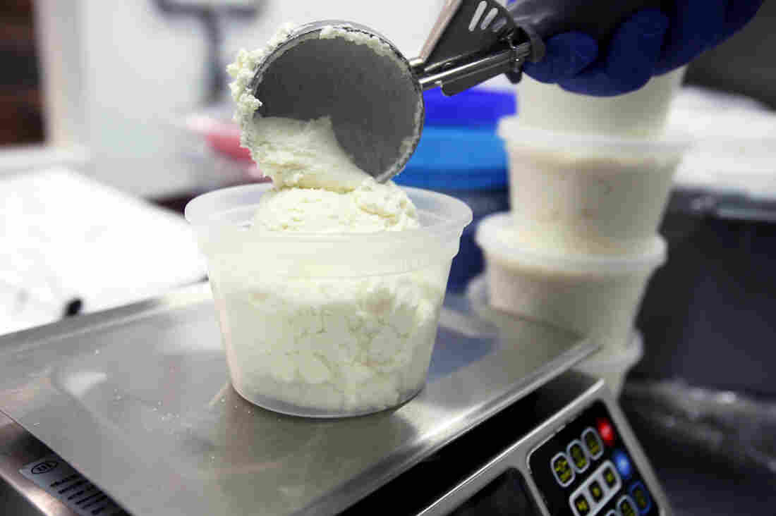 One of eight cheese varieties, Dayspring Dairy sells ricotta cheese, made from sheep's milk.