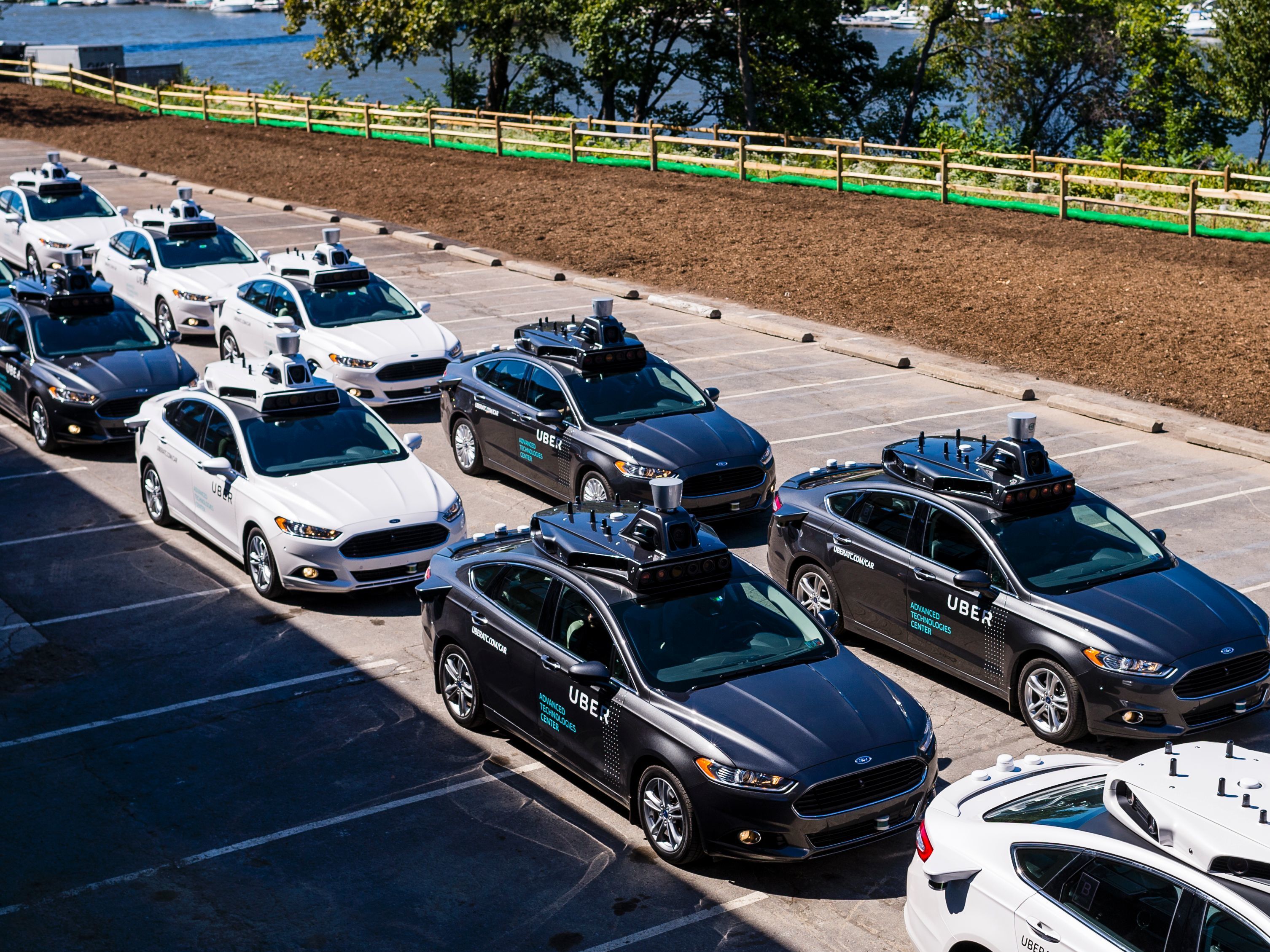 Pilot models of the Uber self-driving car in Pittsburgh, Pennsylvania. (AFP/Getty Images)