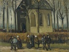 Van Gogh's <em>Congregation Leaving the Reformed Church in Nuenen</em>, 1884-1885, was one of two paintings recovered by Italian anti-mafia police, the Van Gogh Museum announced Friday.