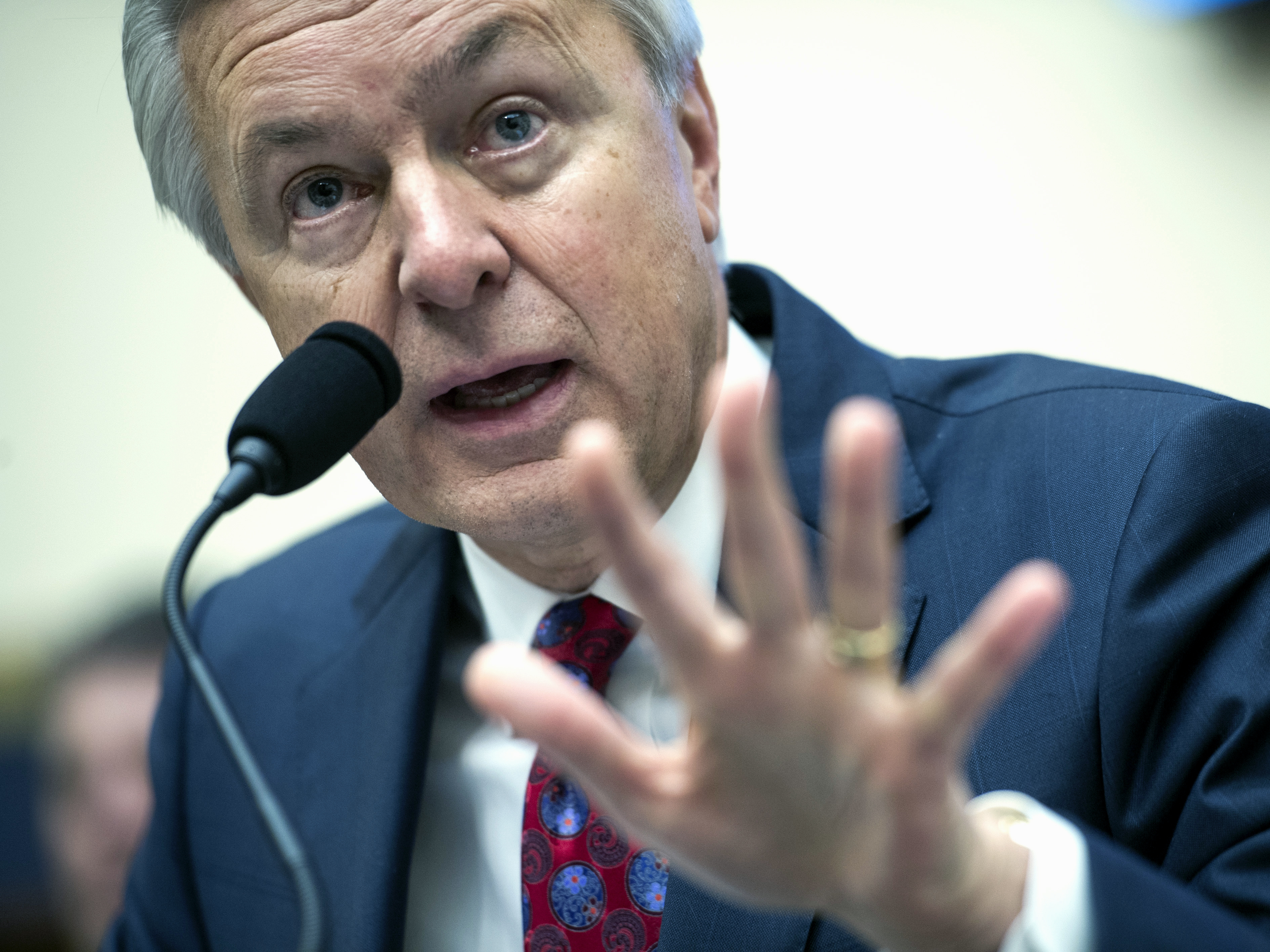 Wells Fargo CEO John Stumpf testifies on Capitol Hill in Washington on Sept. 29 before the House Financial Services Committee investigating Wells Fargo's opening of unauthorized customer accounts. Cliff Owen/AP.