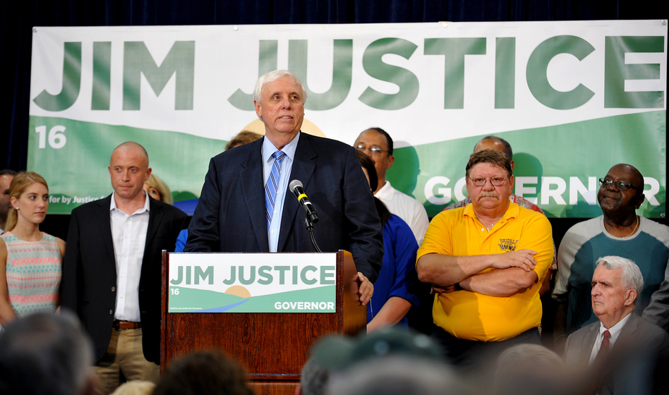 West Virginia billionaire businessman Jim Justice announced his run for governor of West Virginia as a Democrat in White Sulphur Springs, W.Va., on May 11, 2015. (Chris Tilley/AP)