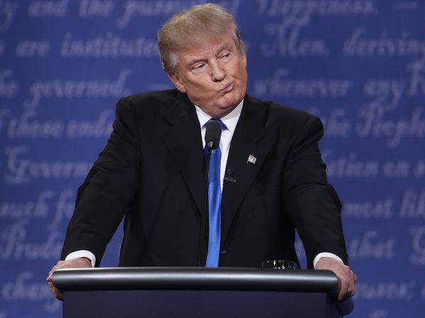 Donald Trump on the set of the Sept. 26 presidential debate in Hempstead, N.Y.