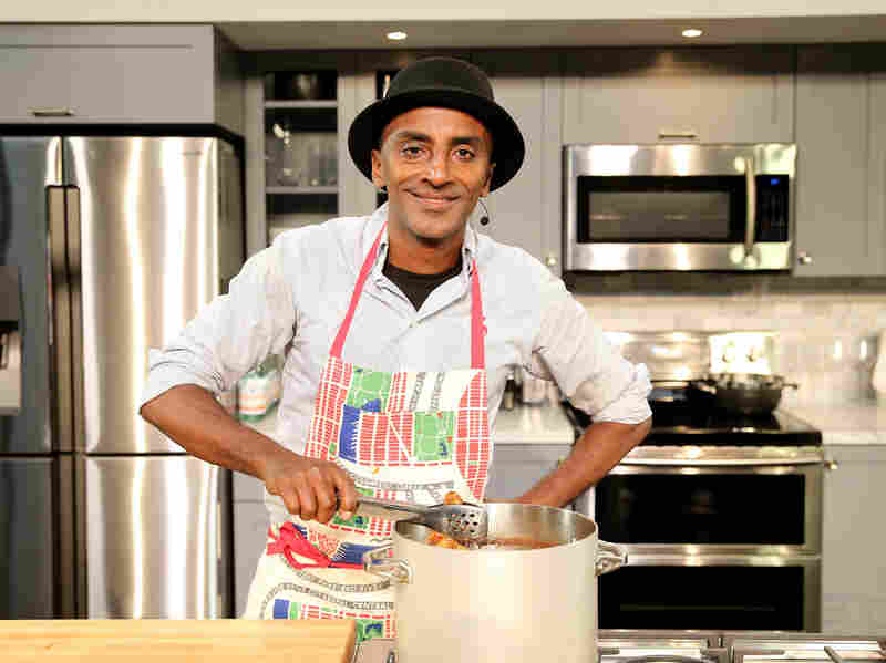 Chef Marcus Samuelsson does a culinary demonstration at the New York City Wine & Food Festival in October 2015.