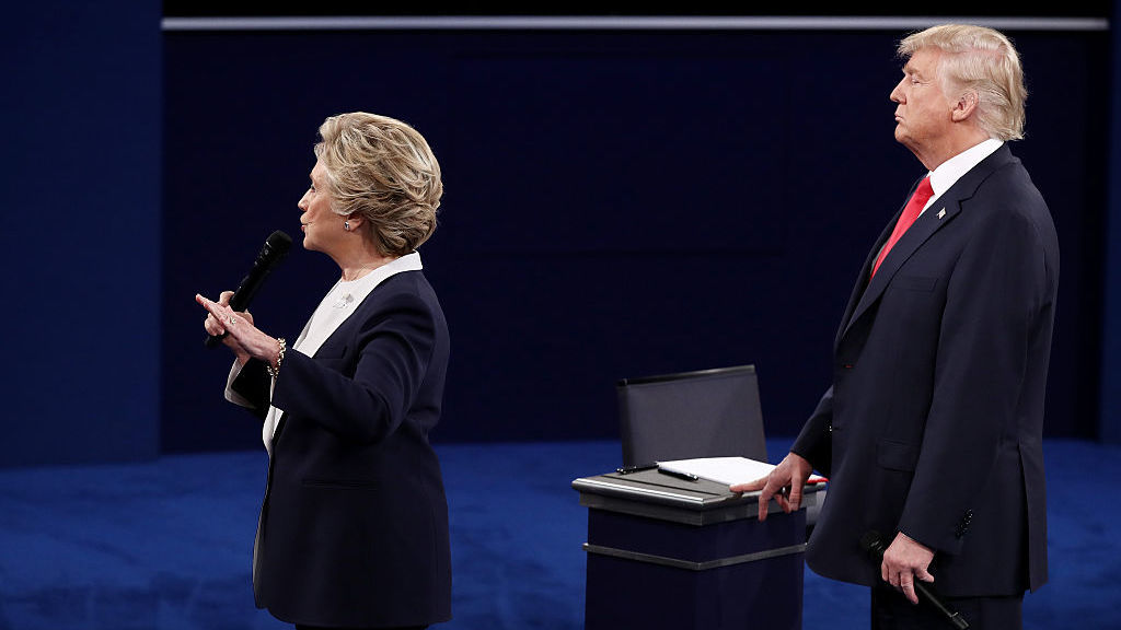 Hillary Clinton and Donald Trump met for their second debate Sunday evening at Washington University in St. Louis. (Getty Images)