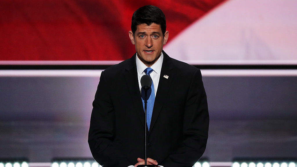 House Speaker Paul Ryan told GOP members Monday he will no longer defend Donald Trump and is instead focusing on keeping the House in Republican hands. (Getty Images)