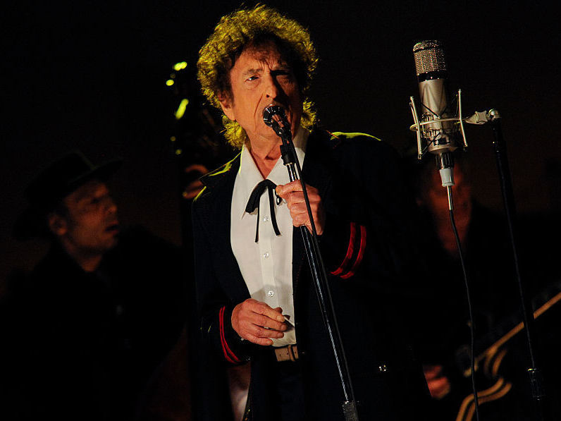 Bob Dylan performed on the Late Show with David Letterman in 2015.