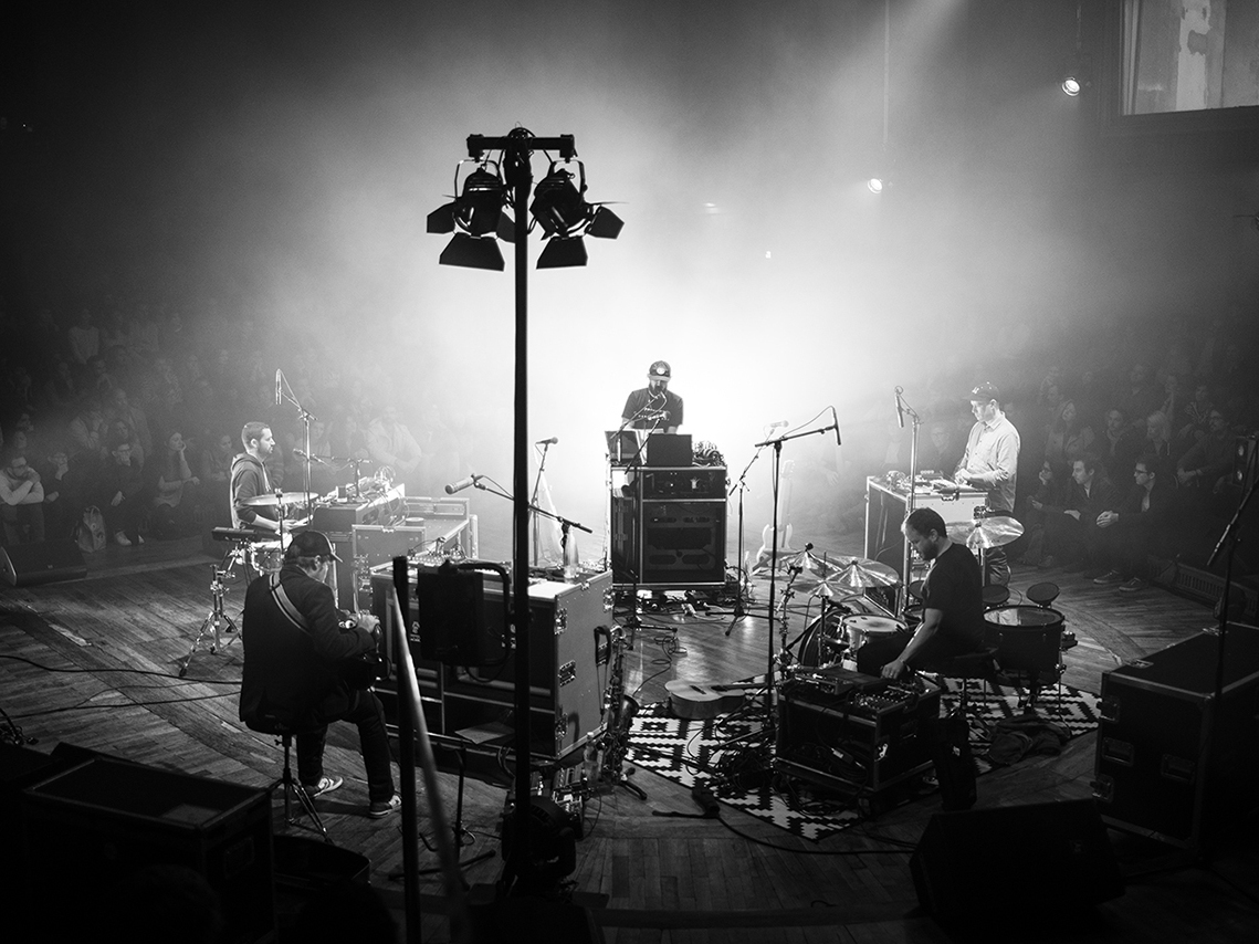 Bon Iver performs in Saal 1 at the Funkhaus in Berlin during an unnamed festival dedicated to collaboration and creation of new music.