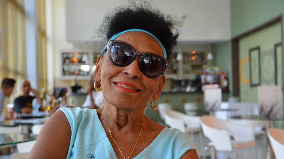 Omara Portuondo will turn 86 during her current tour of the U.S. "I'm not a little girl," she says, laughing, "but I <em>feel</em> like a little girl." (Betto Arcos)