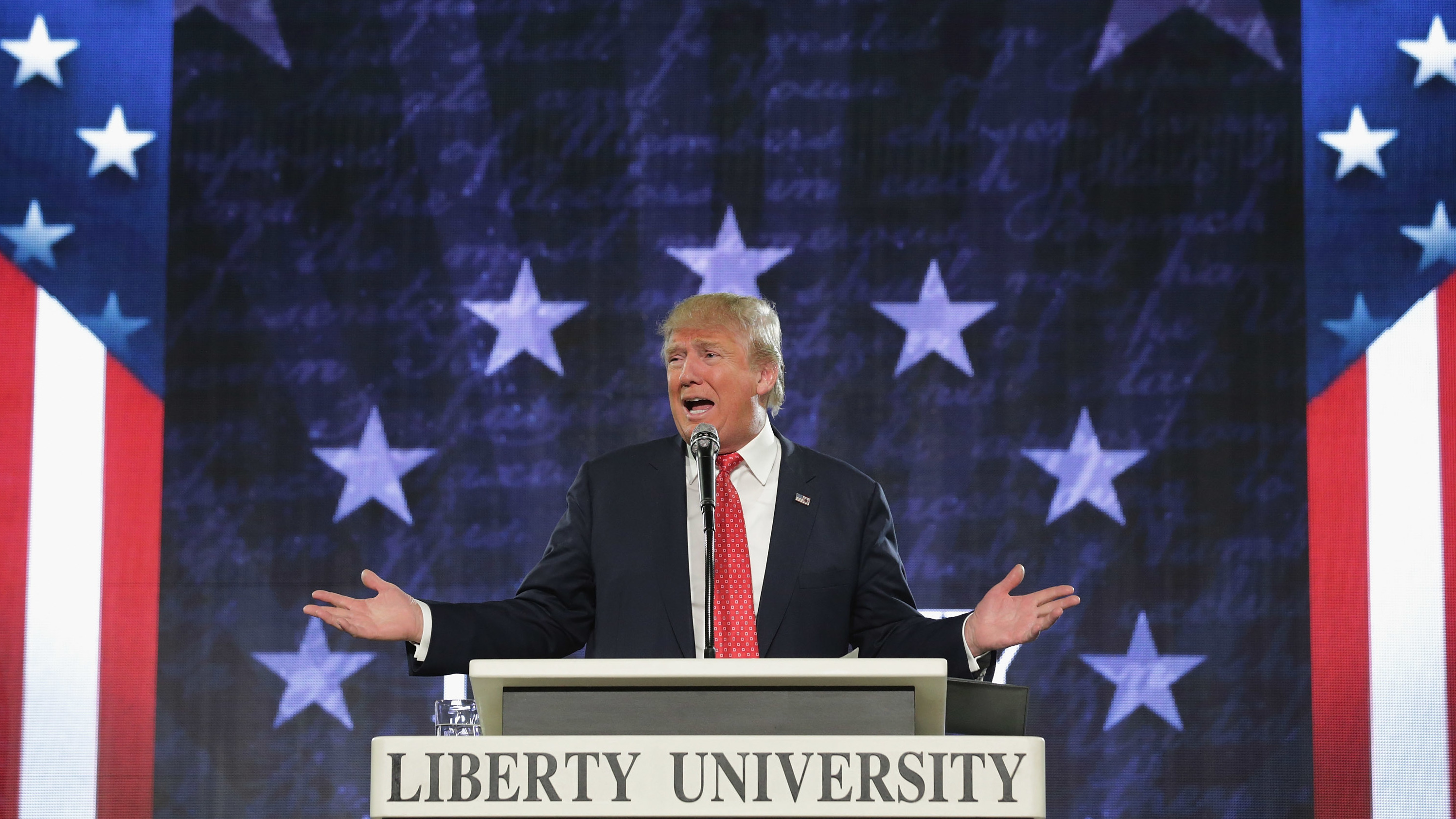Trump courted young Christians at Liberty University earlier this year. (Getty Images)