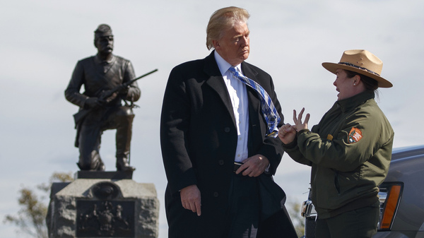 Donald Trump visits the site of Pickett's Charge, an ill-fated 1863 confederate assault, in Gettysburg, Pa.