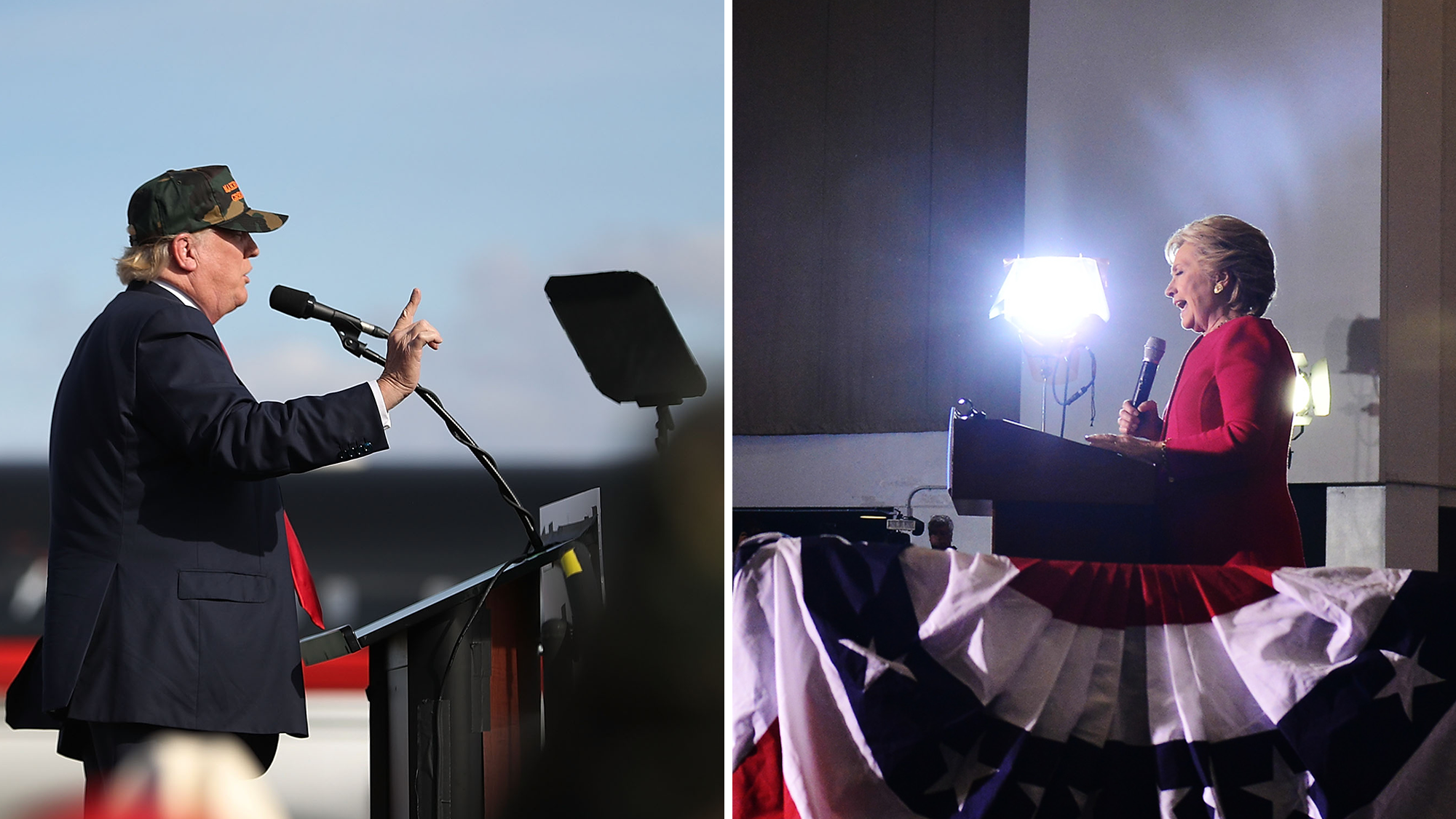 Donald Trump and Hillary Clinton are making their closing arguments to voters across swing states as the campaign moves into its final days. Both candidates have spent significant time in Florida — a must-win state for Trump. (Getty Images)