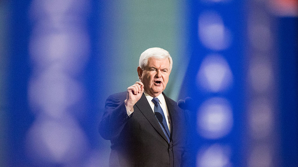 Former Speaker of the House Newt Gingrich delivers a speech during the Republican National Convention on July 20, 2016 in Cleveland. (Getty Images)