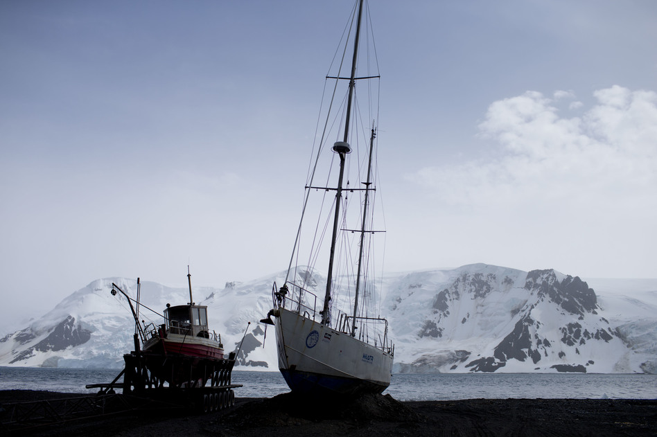 Boats sit on the beach at Bahia Almirantazgo in Antarctica. An agreement was reached on Friday to create the world's largest marine protected area in the ocean next to the frozen continent. (Natacha Pisarenko/AP)