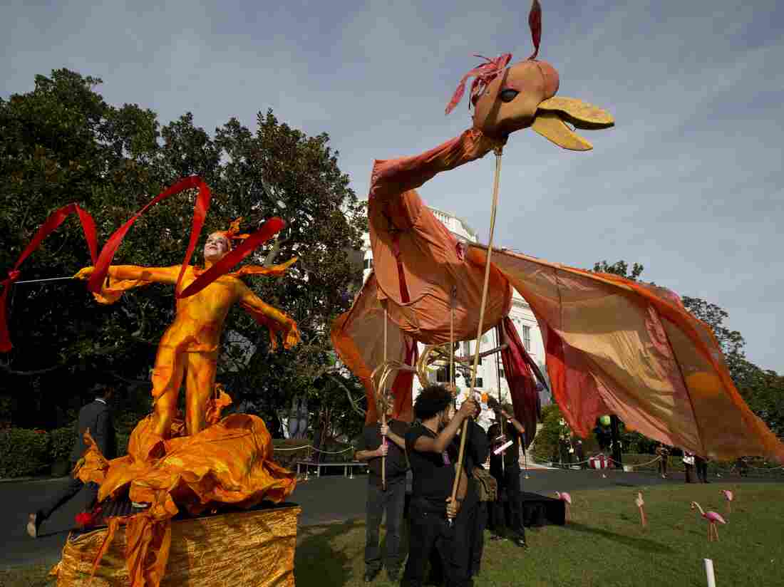 Performers on the South Lawn of the White House on Monday.