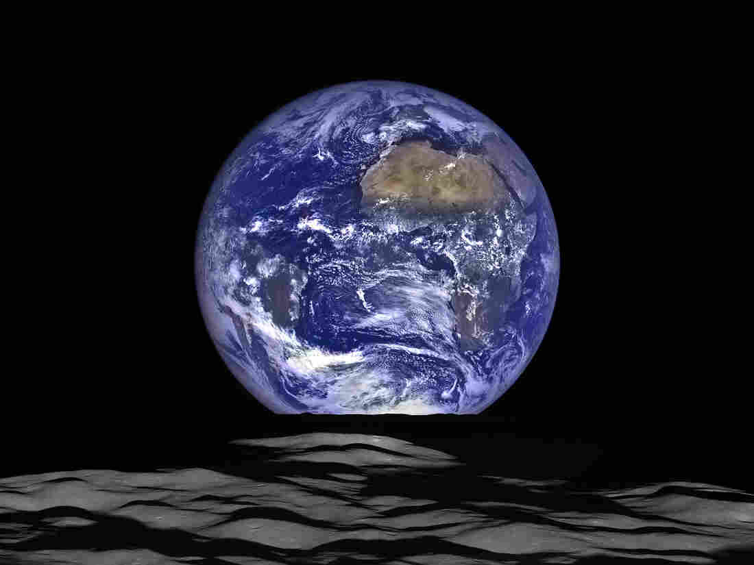 NASA's Lunar Reconnaissance Orbiter (LRO) captured a unique view of Earth, composed from a series of images, from the spacecraft's vantage point in orbit around the moon on Oct. 12, 2015.