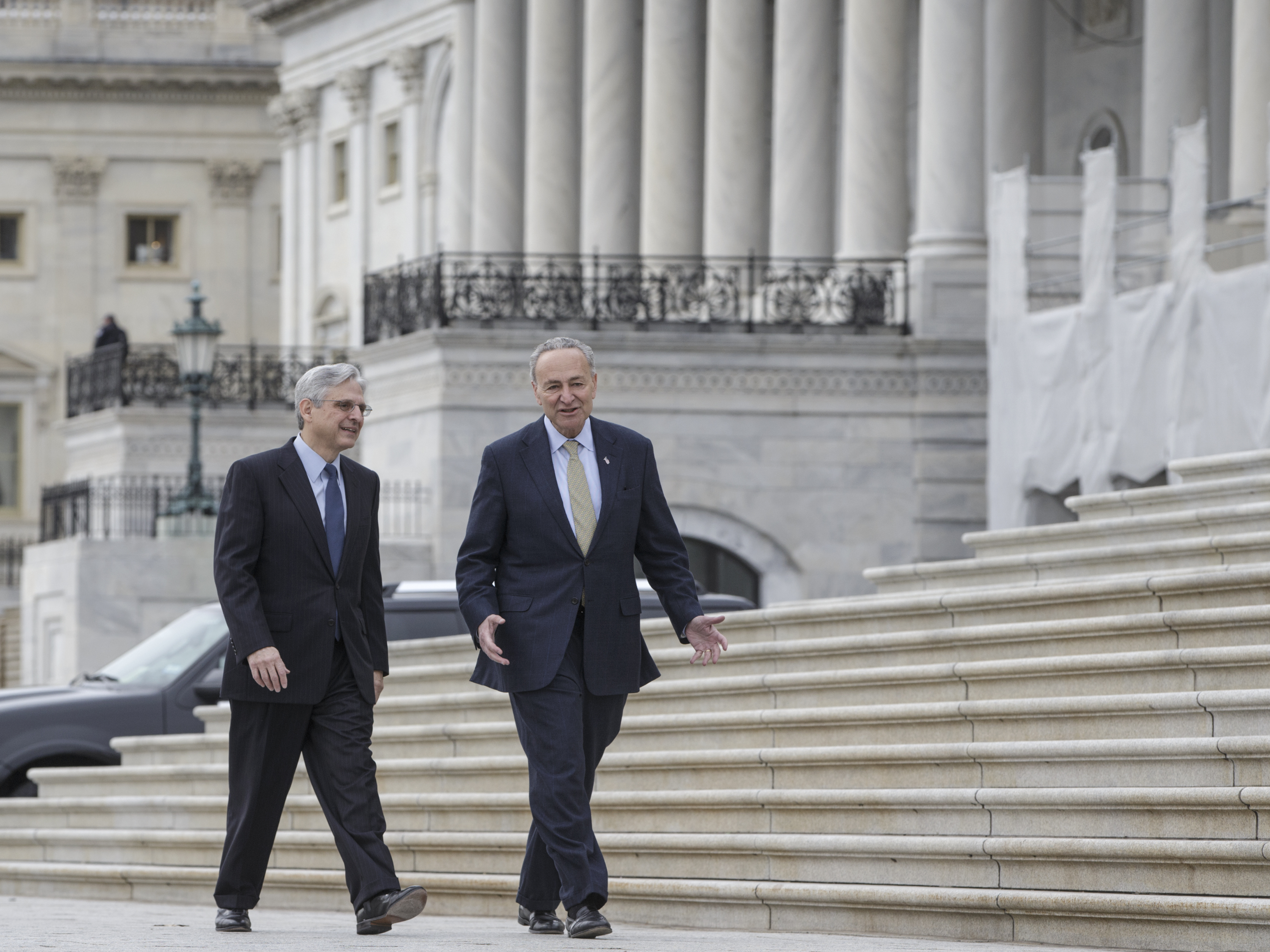 Supreme Court nominee Merrick Garland, left, walks with Sen. Chuck Schumer, D-N.Y., in March at the Capitol in Washington. Schumer is expected to become the new Senate minority leader, but with Donald Trump's election as president, Garland's nomination is done.