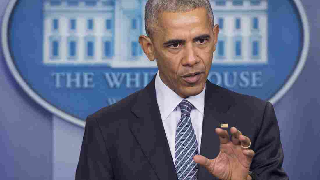 President Obama speaks during a news conference at the White House Monday.
