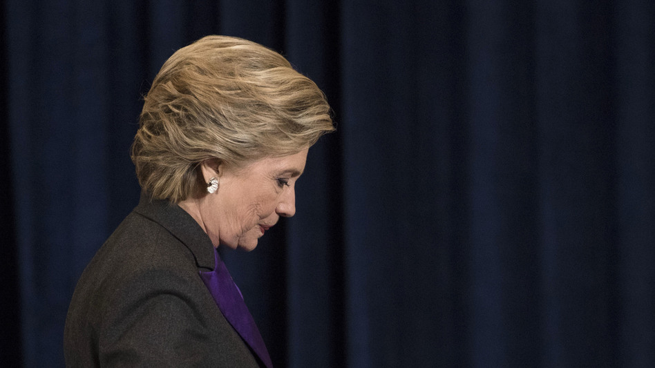 Hillary Clinton walks off stage after conceding the presidential election to Donald Trump on Wednesday. (Matt Rourke/AP)
