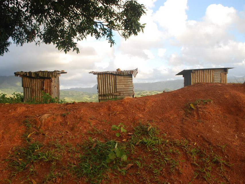 A trio of toilets, photographed by Samantha Russell, a Peace Corps volunteer, in Viti Levu Island, Fiji.