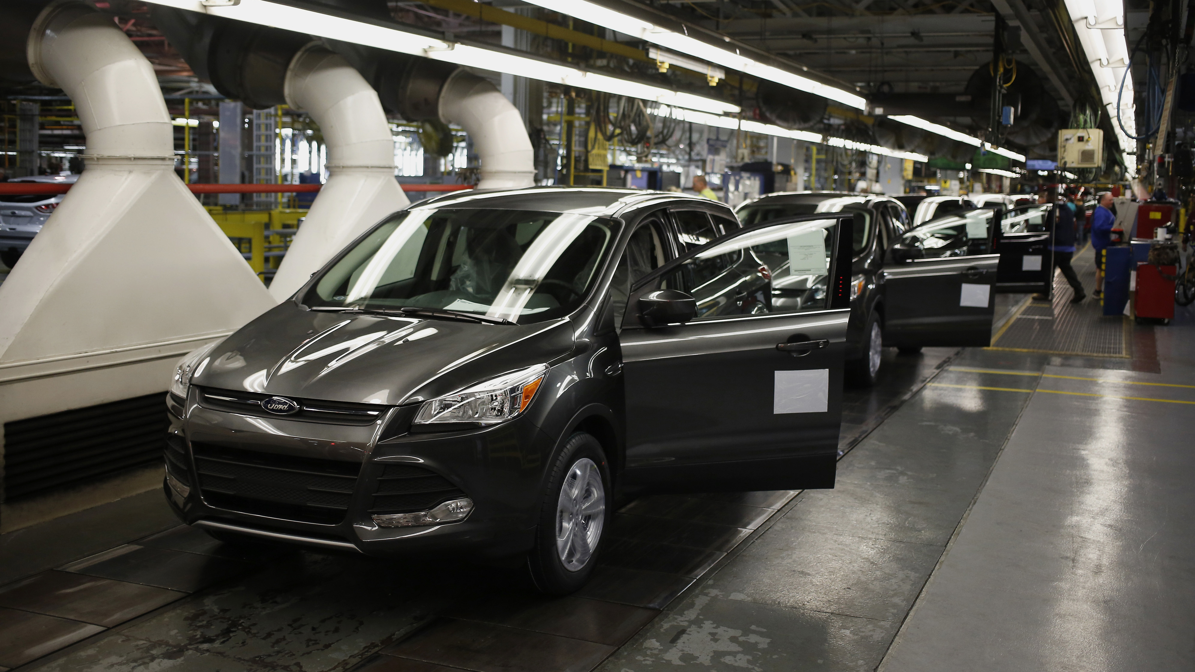 Ford Escape sport utility vehicles move down the production line at Ford Motor Co.'s Louisville Assembly Plant in Kentucky. (Bloomberg via Getty Images)