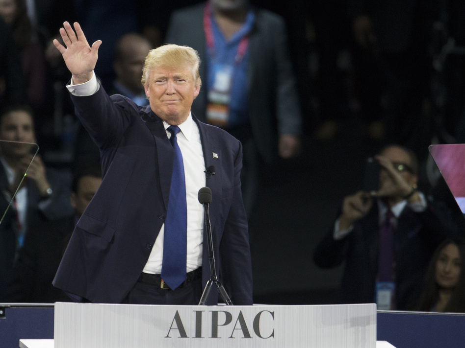 During his campaign for president in March, Donald Trump spoke at the 2016 American Israel Public Affairs Committee Policy Conference in Washington, D.C. (Evan Vucci/AP)