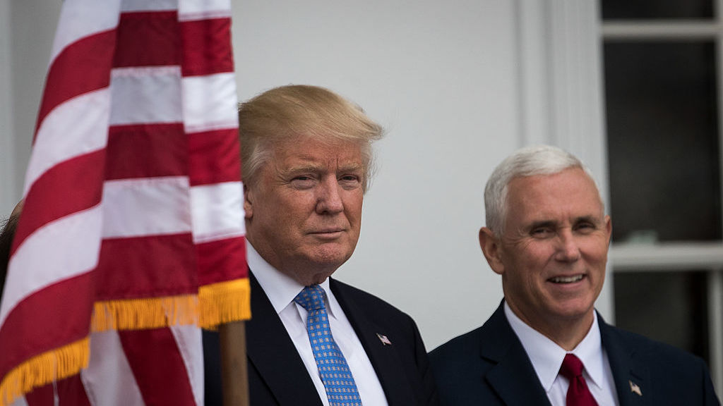 President-elect Donald Trump and vice president-elect Mike Pence at Trump International Golf Club in Bedminster Township, New Jersey. (Getty Images)