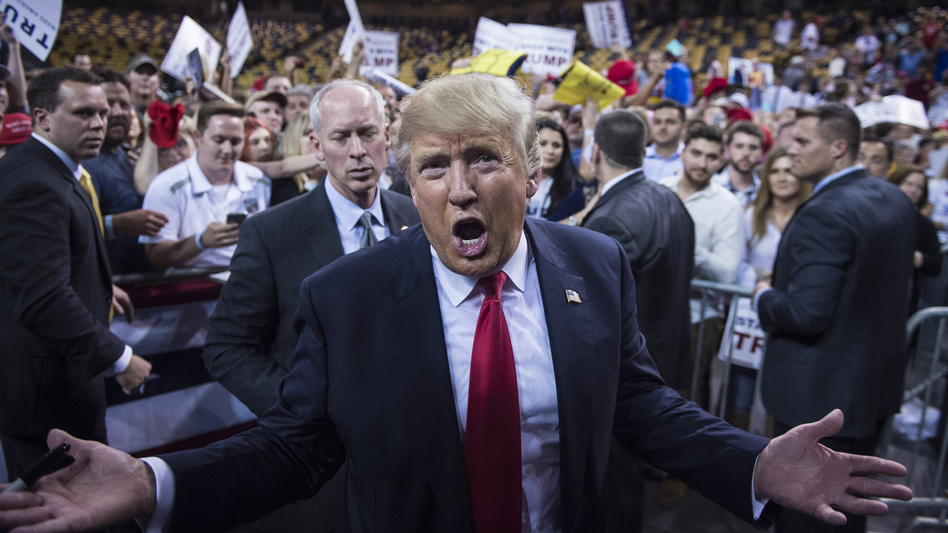 It isn't just the people who went to Trump rallies who think he'll do a good job as president. Here, Trump turns to talk to members of the press at an event in Orlando in March. (The Washington Post/The Washington Post/Getty Images)