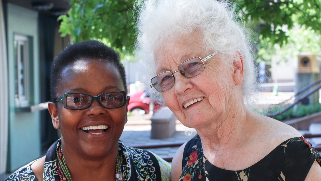 Leslye Huff, 66, and Mary Ostendorf, 79, in Cleveland, where they recorded their StoryCorps interview.