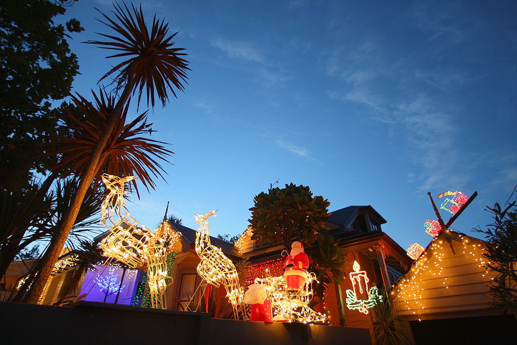 Christmas lights and decorations adorn a house in Auckland, New Zealand, in 2009. (Getty Images)