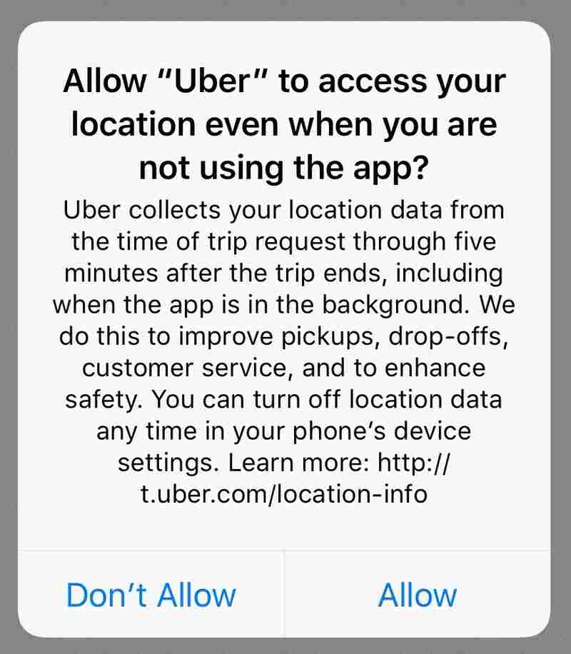 Uber iOS notification.