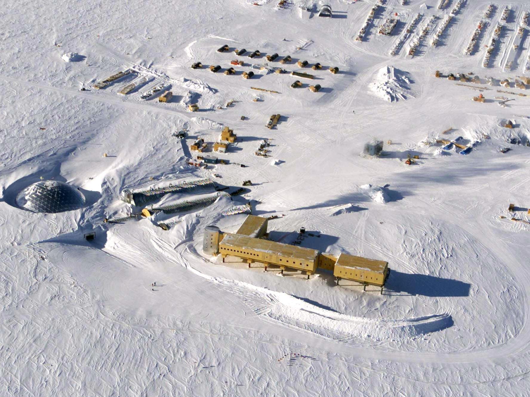 The U.S. Amundsen-Scott South Pole Station in Antarctica as seen in 2002.