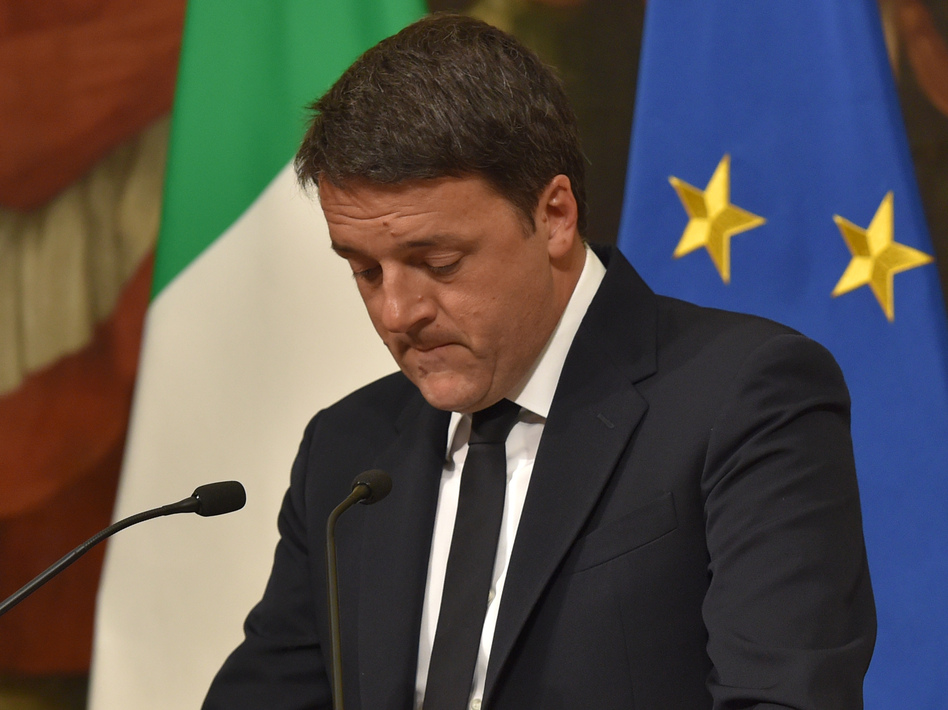Italian Prime Minister Matteo Renzi announces his resignation during a press conference in Rome, after the results of Sunday's referendum on constitutional reforms. (Andreas Solaro/AFP/Getty Images)