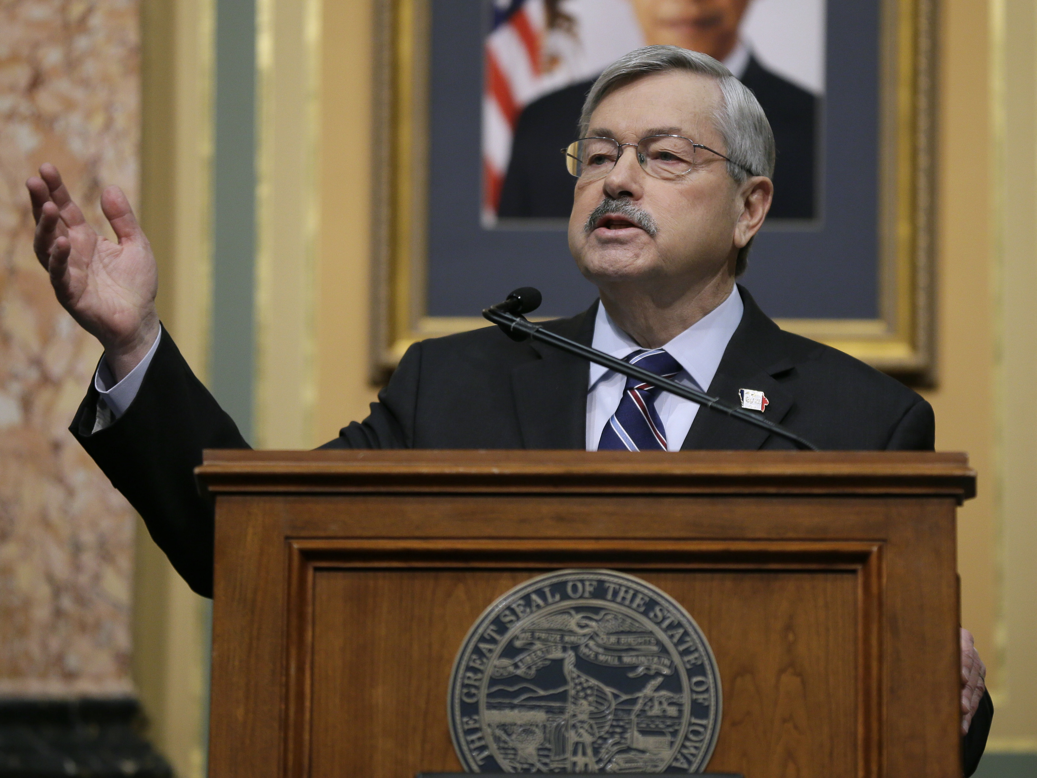 Iowa Gov. Terry Branstad has been named as the next U.S. Ambassador to China. He's pictured here delivering his annual Condition of the State address before a joint session of the Iowa Legislature, in January.